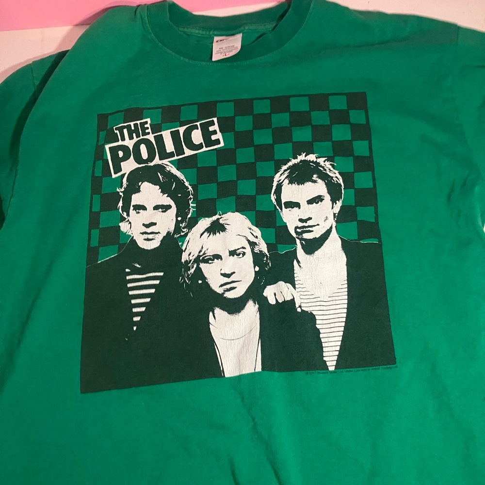VINTAGE Anvil The Police T Shirt Green 2007 Tour